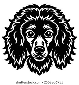 Poodle dog head vector silhouette art illustration