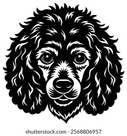 Poodle dog head vector silhouette art illustration