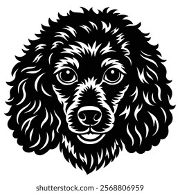 Poodle dog head vector silhouette art illustration