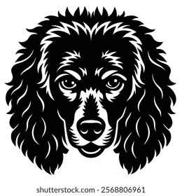 Poodle dog head vector silhouette art illustration