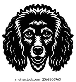 Poodle dog head vector silhouette art illustration