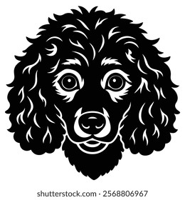 Poodle dog head vector silhouette art illustration