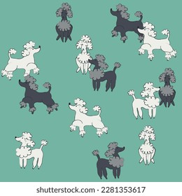 Poodle dog illustration, print with dog, vector dog illustration, print for clothes. T-shirt print. Cute poodle dog, can be use as postcard, invitation, textile design, packaging design.