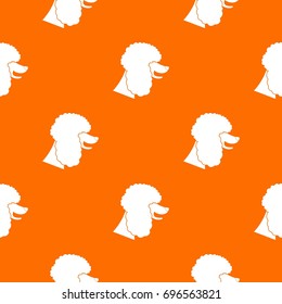 Poodle dog pattern repeat seamless in orange color for any design. Vector geometric illustration