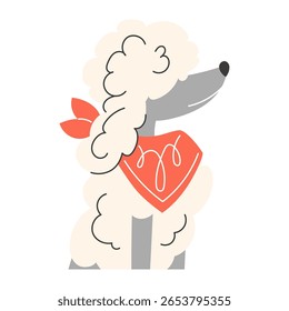 Poodle Dog Portrait Half Body Flat Style Pet Illustration