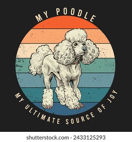 Poodle Dog Retro Tshirt Design  Vector