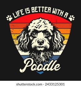 Poodle Dog Retro Tshirt Design  Vector Illustration