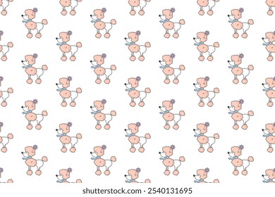 Poodle dog seamless pattern background template. Dog pet background design