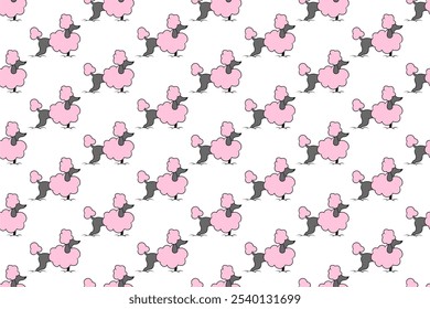 Poodle dog seamless pattern background template. Dog pet background design