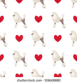 Poodle dog seamless pattern vector with hearts