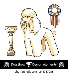 Poodle. Dog show design vector elements