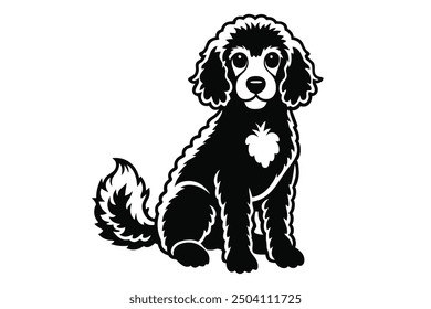 Poodle dog sitting silhouette vector illustration