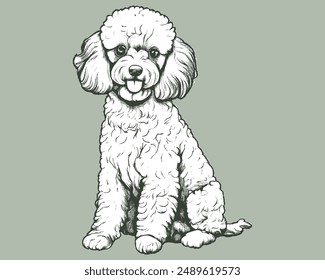 A Poodle dog. Very cute.Vector Dog illustrations , Hand Draw