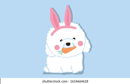Poodle dogs cute style cartoon vector 