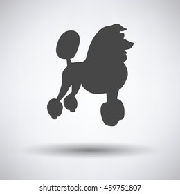 Poodle icon on gray background with round shadow. Vector illustration.