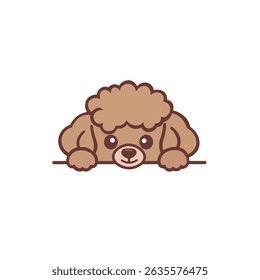 Poodle Peeking Dog Vector Illustration Isolated on White
