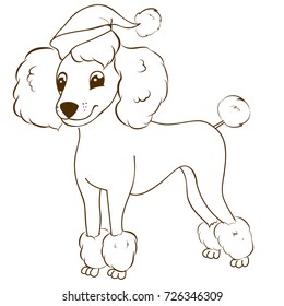 poodle santa dog new year coloring page