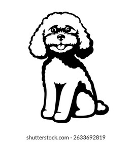 Poodle silhouette icon. Sitting dog black logo vector illustration