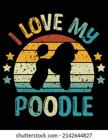 Poodle silhouette vintage and retro t-shirt design