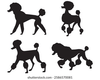 Poodle Silhouettes vector Illustration Set