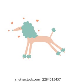 Poodle vector clipart dog sticker. Dogs breed. Funky doodle trendy print, colorful handdrawn childish 