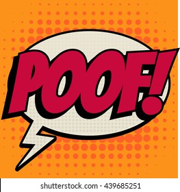Poof comic book bubble text retro style