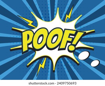 Poof comic bubble text with halftone effect. comic template Vector Pop-Art. Explosion vector illustration.