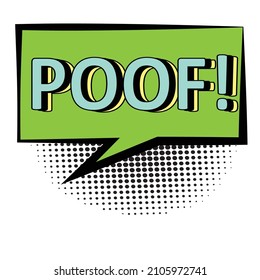 Texto de POOF Comic, burbuja del habla cómica, fondo cómico, vector cómico