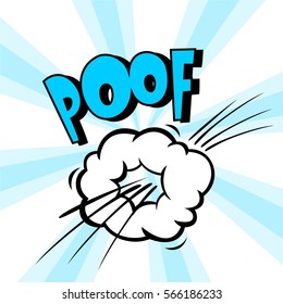 Poof. Speech bubble in retro style. Vector illustration isolated on light background.