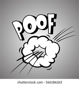 Poof. Speech bubble in retro style. Vector illustration isolated on grey background.