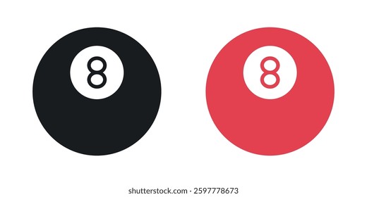 Pool 8 ball colored icon set. Stock Vector