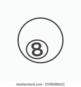 Pool 8 ball icon isolated on white background