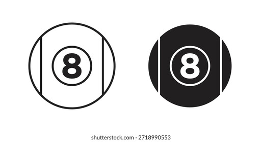 Icono de la bola de la piscina 8 para el App móvil, diseños editables