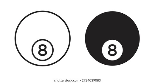 Pool 8 ball icons, Line vector. solid symbol set