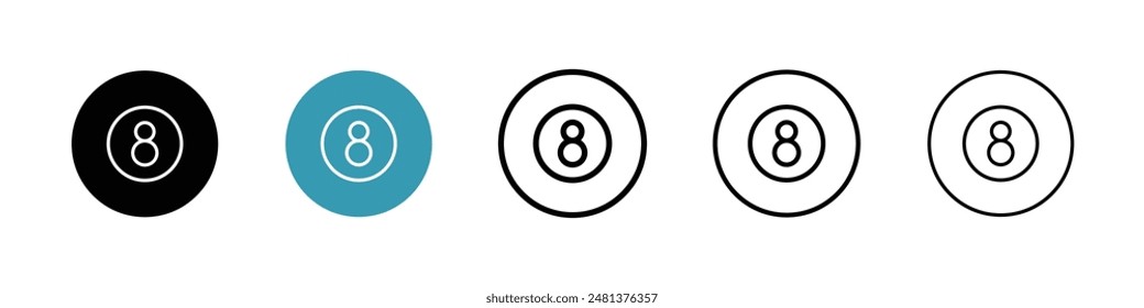 Pool 8 ball line icon vector set.