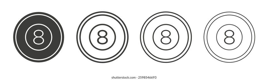 Pool 8 ball line icon vector illustration set.