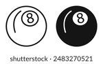 Pool 8 ball outlined icon vector collection.
