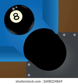 Pool 8 ball over the pocket, sports or leisure background design