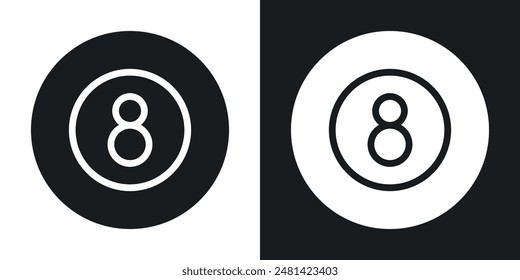 Pool 8 ball vector icon set in black color.