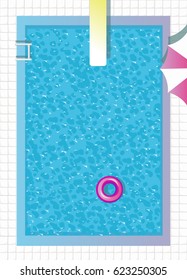 Pool From Above With Rubber Ring And Umbrella.