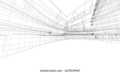 
Pool mit Atrium in hypertropher Perspektive linearen Designs