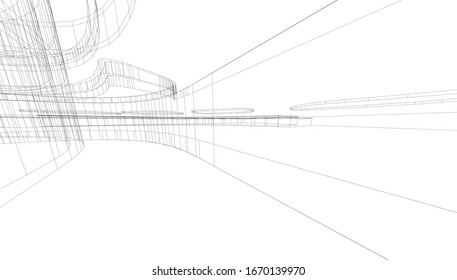 
Pool with atrium in linear design hypertrophied perspective