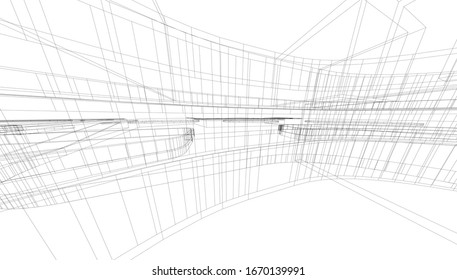 
Pool with atrium in linear design hypertrophied perspective