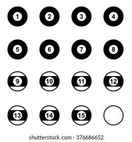 Pool ball icon set . Vector illustration