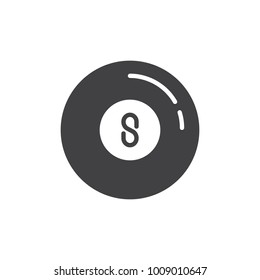 Pool ball icon vector, filled flat sign, solid pictogram isolated on white. Billiard eight ball symbol, logo illustration.