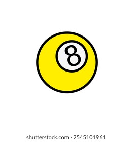 Pool ball with minimal simple yellow colour vector art