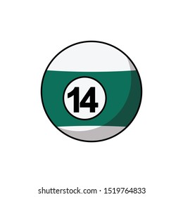 Pool ball number 14 icon isolated on white background. Billiard ball symbol modern, simple, vector, icon for website design, mobile app, ui. Vector Illustration
