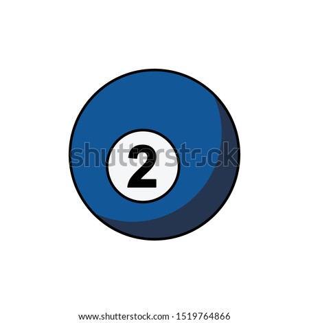 Pool ball number 2 icon isolated on white background. Billiard ball symbol modern, simple, vector, icon for website design, mobile app, ui. Vector Illustration