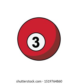 Pool ball number 3 icon isolated on white background. Billiard ball symbol modern, simple, vector, icon for website design, mobile app, ui. Vector Illustration