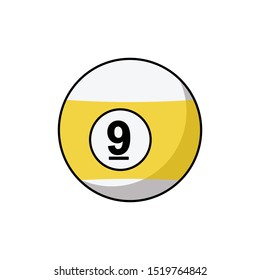 Pool ball number 9 icon isolated on white background. Billiard ball symbol modern, simple, vector, icon for website design, mobile app, ui. Vector Illustration